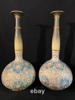 PAIR HUGE ROYAL DOULTON VASES LONG NECK SLATERS PATENT SUPERB 42 Cm-MINT