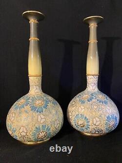 PAIR HUGE ROYAL DOULTON VASES LONG NECK SLATERS PATENT SUPERB 42 Cm-MINT