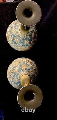 PAIR HUGE ROYAL DOULTON VASES LONG NECK SLATERS PATENT SUPERB 42 Cm-MINT