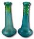 Pallme Konig Rare Pair Of Art Nouveau Iridescent Blue & Green Glass Vase