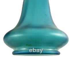 PALLME KONIG Rare PAIR of Art Nouveau Iridescent Blue & Green Glass Vase