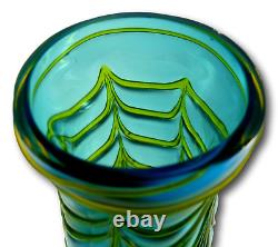 PALLME KONIG Rare PAIR of Art Nouveau Iridescent Blue & Green Glass Vase