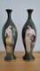 Pair Antique Victorian Royal Bonn Portrait Vases Art Nouveau Preraphaelite Style