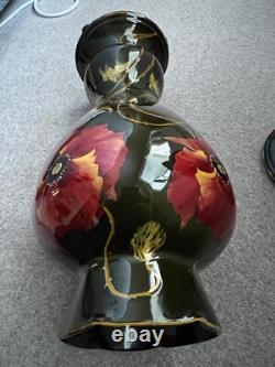 Pair LARGE 47cm Art Nouveau Pottery Vases Poppy Flowers Style Weller Ravissant