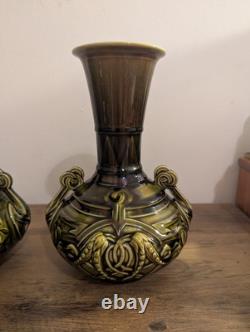 Pair Of Art Nouveau Majolica vases by Sarreguemines French Antiques