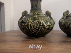Pair Of Art Nouveau Majolica vases by Sarreguemines French Antiques