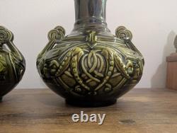 Pair Of Art Nouveau Majolica vases by Sarreguemines French Antiques