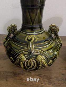 Pair Of Art Nouveau Majolica vases by Sarreguemines French Antiques