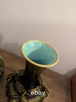 Pair Of Art Nouveau Majolica vases by Sarreguemines French Antiques