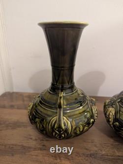 Pair Of Art Nouveau Majolica vases by Sarreguemines French Antiques