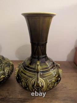 Pair Of Art Nouveau Majolica vases by Sarreguemines French Antiques
