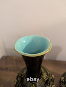Pair Of Art Nouveau Majolica vases by Sarreguemines French Antiques