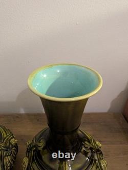 Pair Of Art Nouveau Majolica vases by Sarreguemines French Antiques