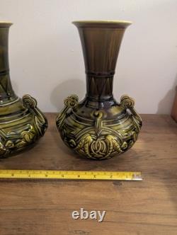 Pair Of Art Nouveau Majolica vases by Sarreguemines French Antiques