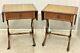Pair Of Stunning Bevan Funnell Mahogany Green Leather Extending Side Tables