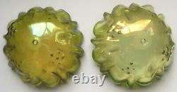 Pair Original Antique Green Glass Art Nouveau Epergne Fonts, Or Lamp Shades