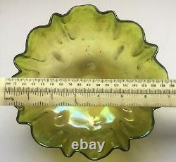 Pair Original Antique Green Glass Art Nouveau Epergne Fonts, Or Lamp Shades