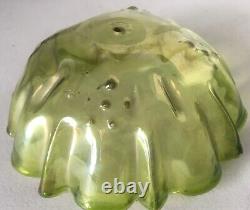 Pair Original Antique Green Glass Art Nouveau Epergne Fonts, Or Lamp Shades