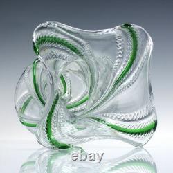 Pair Tall Stevens & Williams Art Nouveau Green Trailed Glass Vases c1895