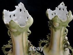 Pair VASES, porcelain, Art Nouveau, figural, Saxony, Germany, c1900, 16