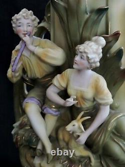 Pair VASES, porcelain, Art Nouveau, figural, Saxony, Germany, c1900, 16