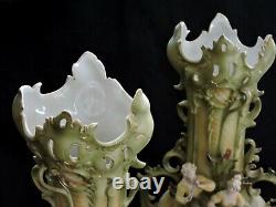 Pair VASES, porcelain, Art Nouveau, figural, Saxony, Germany, c1900, 16