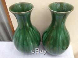 Pair of Art Nouveau Pilkington's Royal Lancastrian Drip Glaze Vases Shape 2816