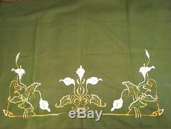 Pair of Large Fabulous Antique French Art Nouveau Wool Embroideries C. 1900