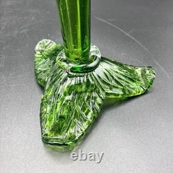 Pair of Victorian Kralik Opalescent Jack In The Pulpit Floriform Glass Vases