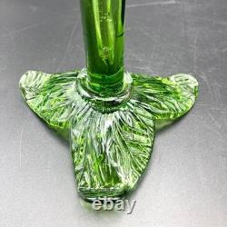 Pair of Victorian Kralik Opalescent Jack In The Pulpit Floriform Glass Vases