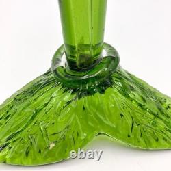 Pair of Victorian Kralik Opalescent Jack In The Pulpit Floriform Glass Vases