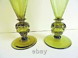 Pair of Vintage Bohemian Moser Glass Vases 27cm High