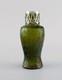 Pallme-könig Art Nouveau Vase In Green Art Glass With Silver Mounting
