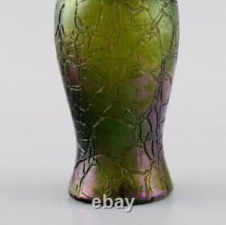 Pallme-König Art Nouveau vase in green art glass with silver mounting