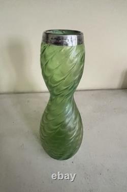 Pallme Konig Vase With Silver Collar/mouthpiece. Lustre Art Nouveau Pallme Konig Vase With Silver Collar/mouthpiece. Lustre Art Nouveau