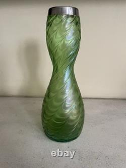 Pallme Konig Vase With Silver Collar/mouthpiece. Lustre Art Nouveau