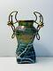 Palme Konig Art Nouveau Green Glass Iridescent Veined Vase Gilt Metal In 1900