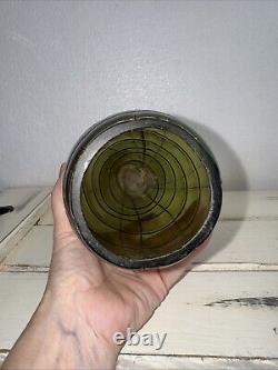Palme Konig Art Nouveau Vase, Missing Base 11 1/4 Green iridescent glass