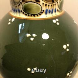 Paul Wranitzky Antique Ceramic Olive Green Vase Circ 1880 Ladybird Design