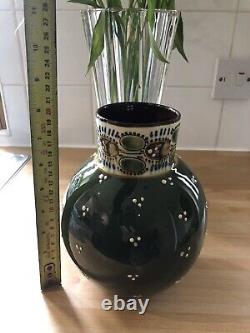 Paul Wranitzky Antique Ceramic Olive Green Vase Circ 1880 Ladybird Design