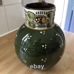 Paul Wranitzky Antique Ceramic Olive Green Vase Circ 1880 Ladybird Design