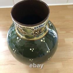 Paul Wranitzky Antique Ceramic Olive Green Vase Circ 1880 Ladybird Design