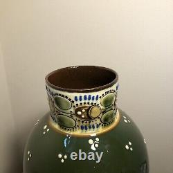 Paul Wranitzky Antique Ceramic Olive Green Vase Circ 1880 Ladybird Design