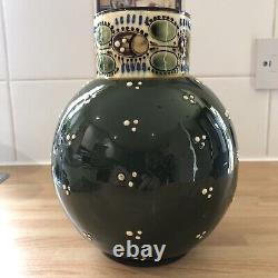 Paul Wranitzky Antique Ceramic Olive Green Vase Circ 1880 Ladybird Design