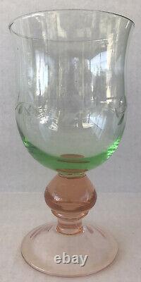 Pfaltzgraff Napoli Green Pink Glass Goblets Set Of 7 Watermelon Depression Styl