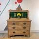 Pine Art Nouveau Green Tiled Washstand Sink Vanity Unit