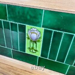 Pine Art Nouveau Green Tiled Washstand Sink Vanity Unit