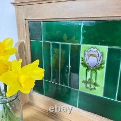 Pine Art Nouveau Green Tiled Washstand Sink Vanity Unit