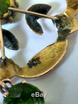 Pretty Antique Art Nouveau 9ct Gold Lavaliere Pendant. Green Gemstone