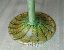 Quezal, Flower Floriform Vase, Green Pulled Feather, Zipper Foot, Nice